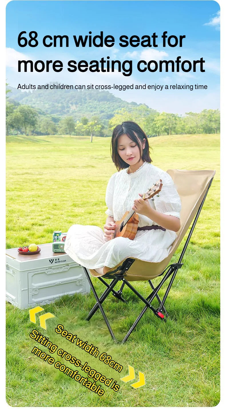 Adjustable Folding Outdoor Moon Chair – Portable High Back Camping & Beach Chair