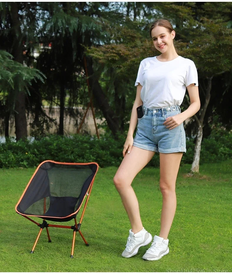 Ultralight Foldable Outdoor Chair – Camping, Fishing, Reclining Moon Chair