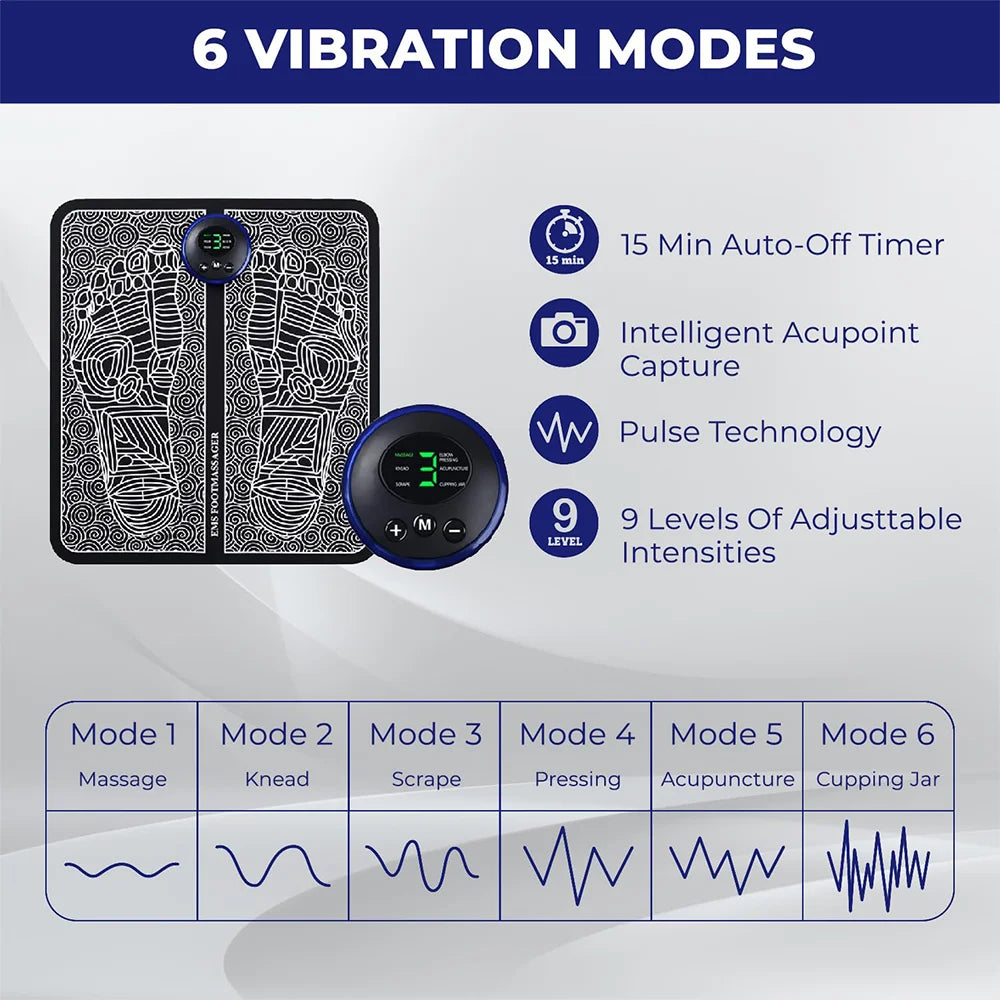 Intelligent Foot Massage Pad – 8 Modes, 19 Levels