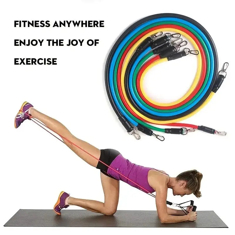 11-Piece TPE Resistance Band Set with Handles & Accessories