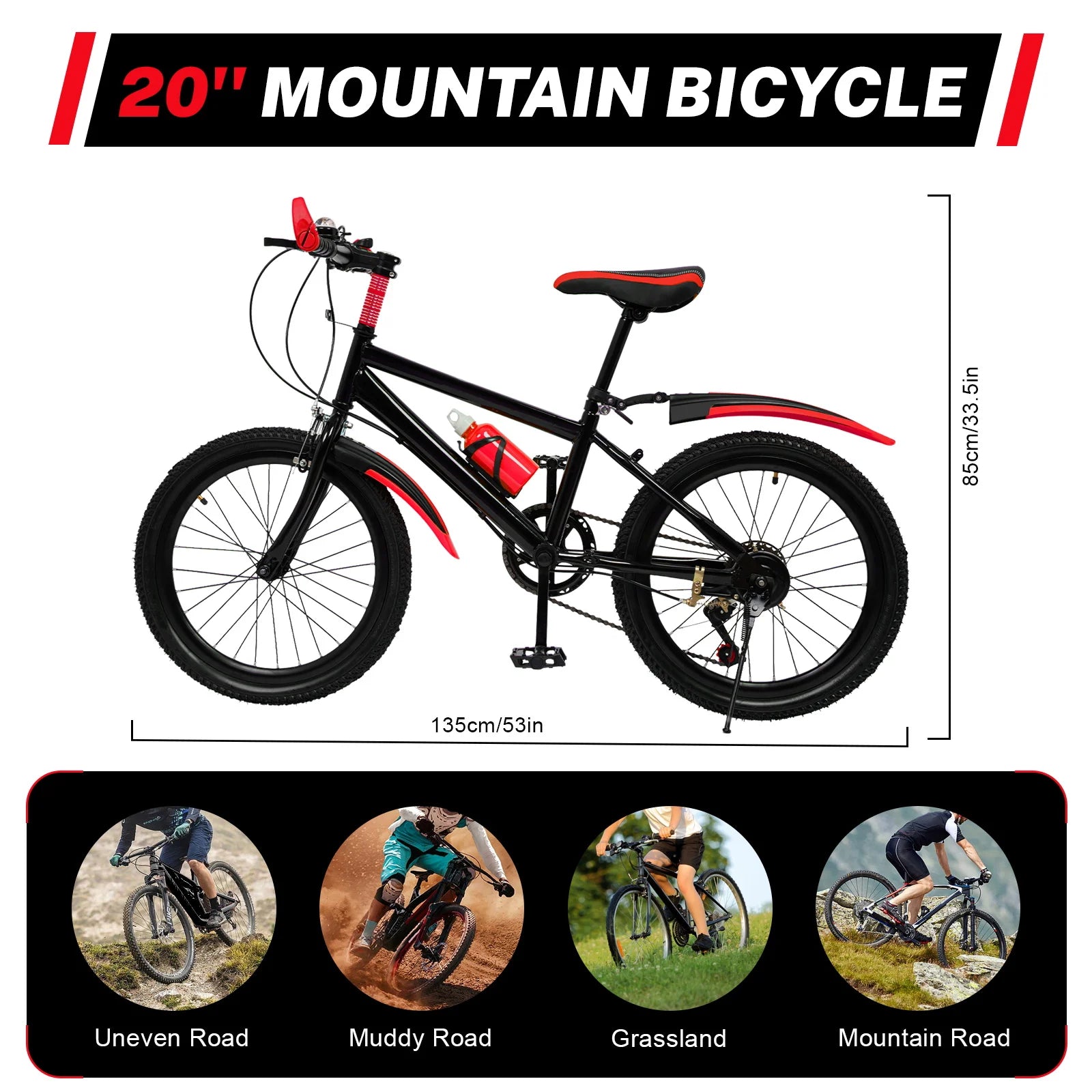 20" Kids Mountain Bike with 7-Speed Gears & Adjustable Seat