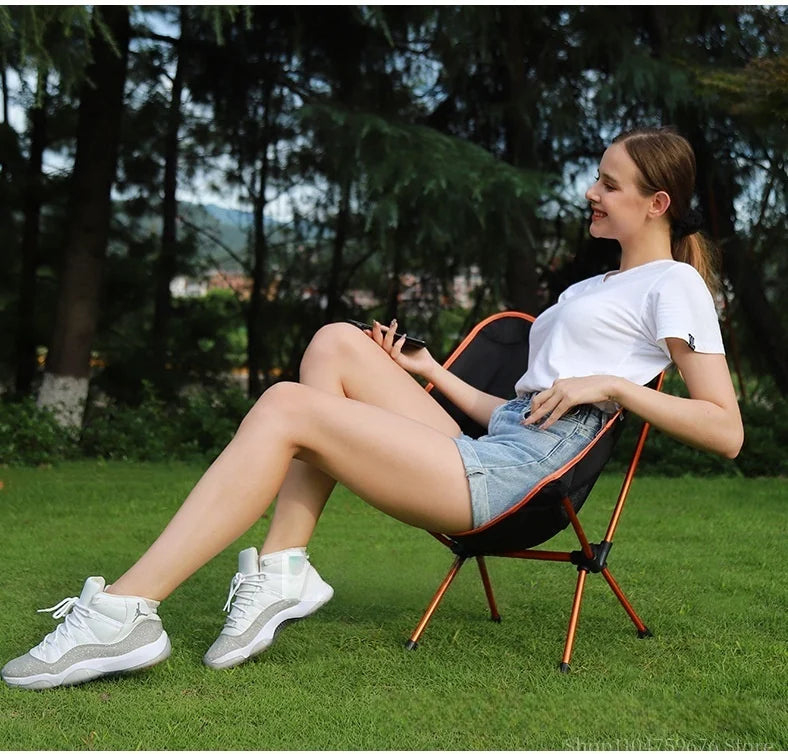 Ultralight Foldable Outdoor Chair – Camping, Fishing, Reclining Moon Chair