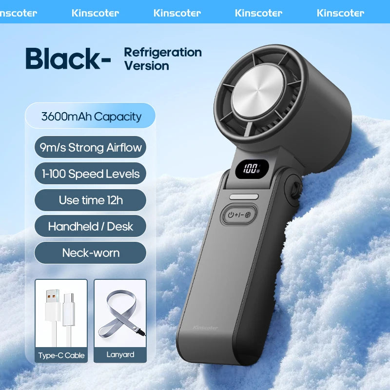KINSCOTER Mini Portable Handheld Fan – Foldable, Rechargeable, Turbo Cooling