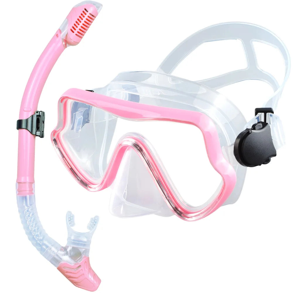 Adult Scuba Diving Mask & Snorkel Set – Tempered Glass Panoramic View