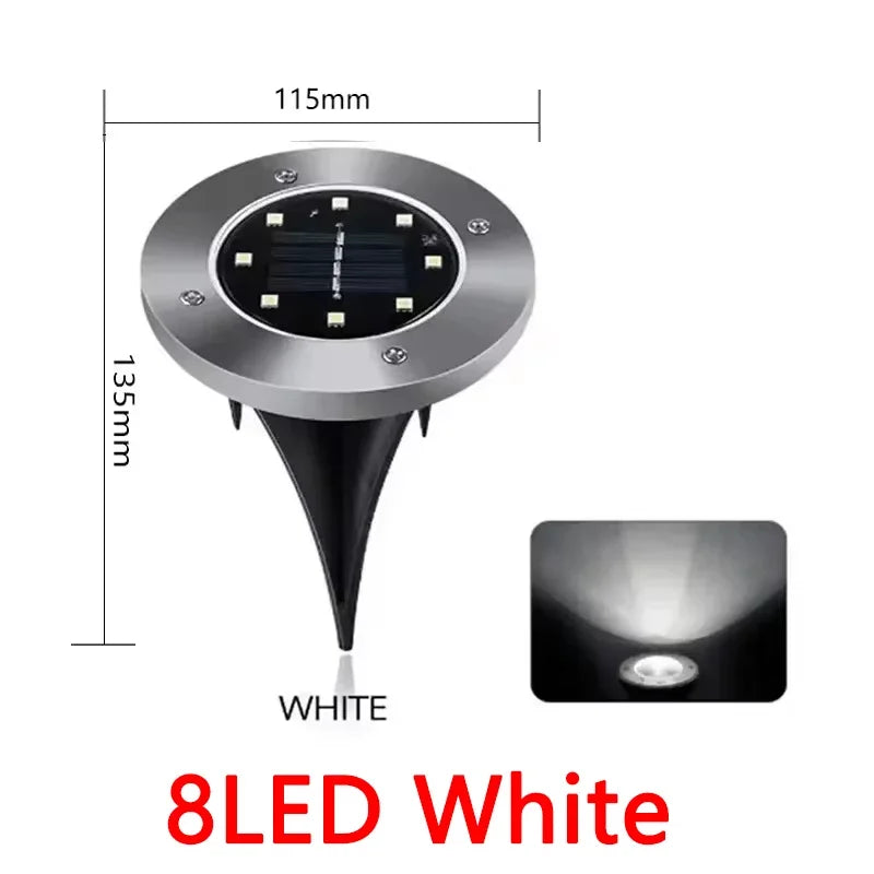 1/4/8Pcs Outdoor Solar Disk Lights – 8/20 LEDs Buried Landscape Spotlights for Garden, Lawn, Yard Decoration
