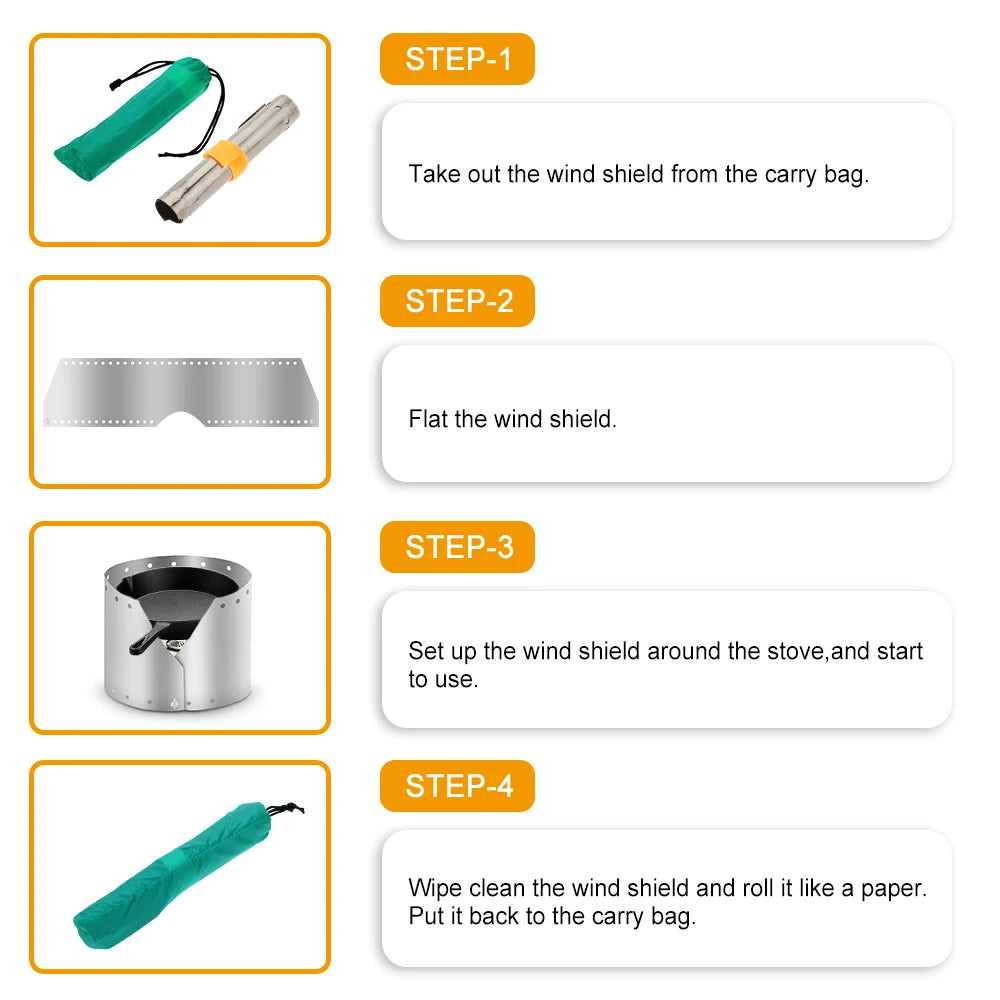 Titanium Camping Stove Windshield – Foldable 15/19cm