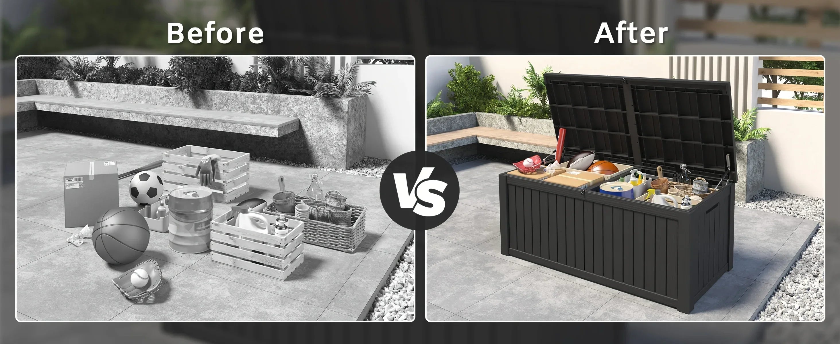 Resin Outdoor Storage Deck Box – 150/100/32 Gallon Weather-Resistant Patio Organizer