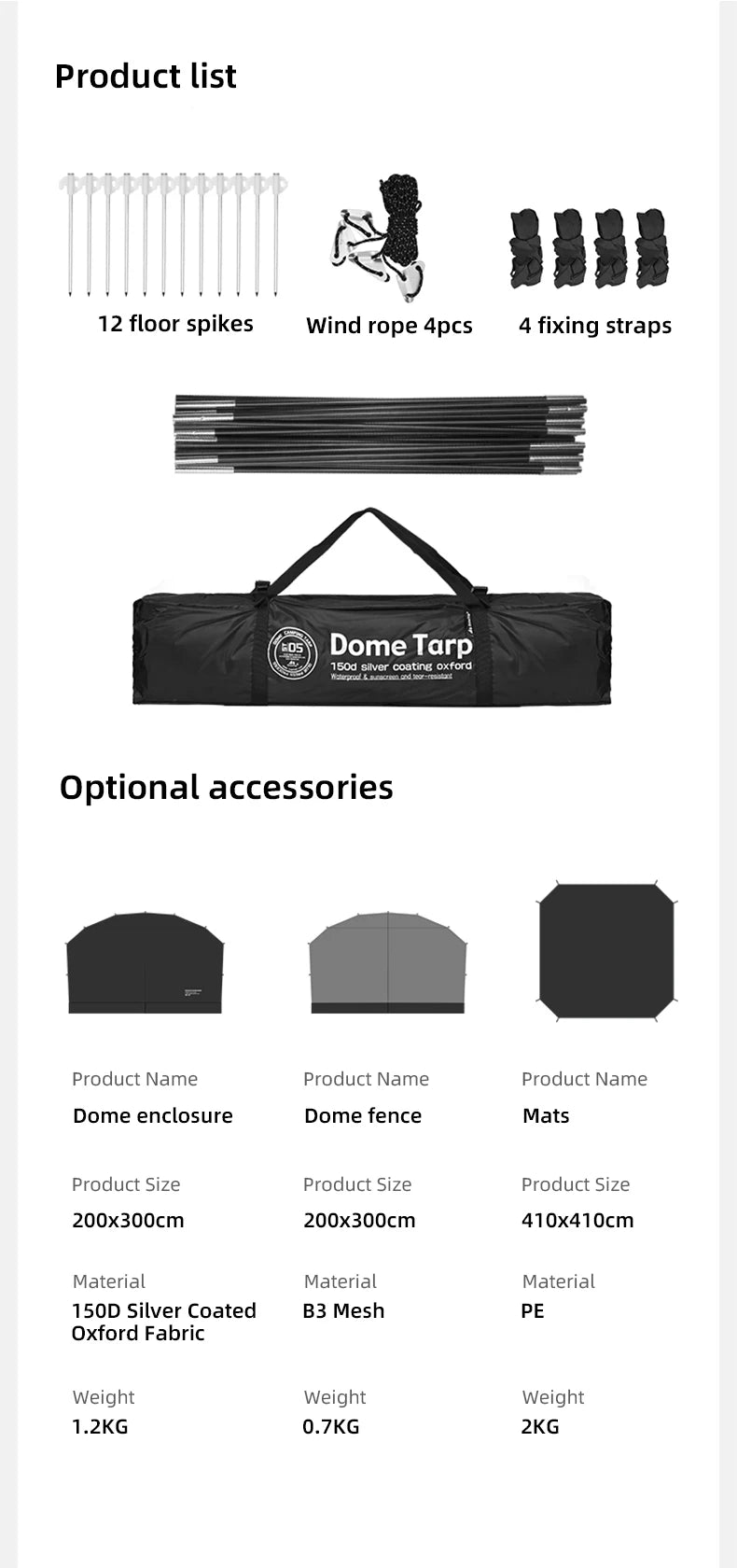 ShineTrip Waterproof Silver-Coated Camping Canopy