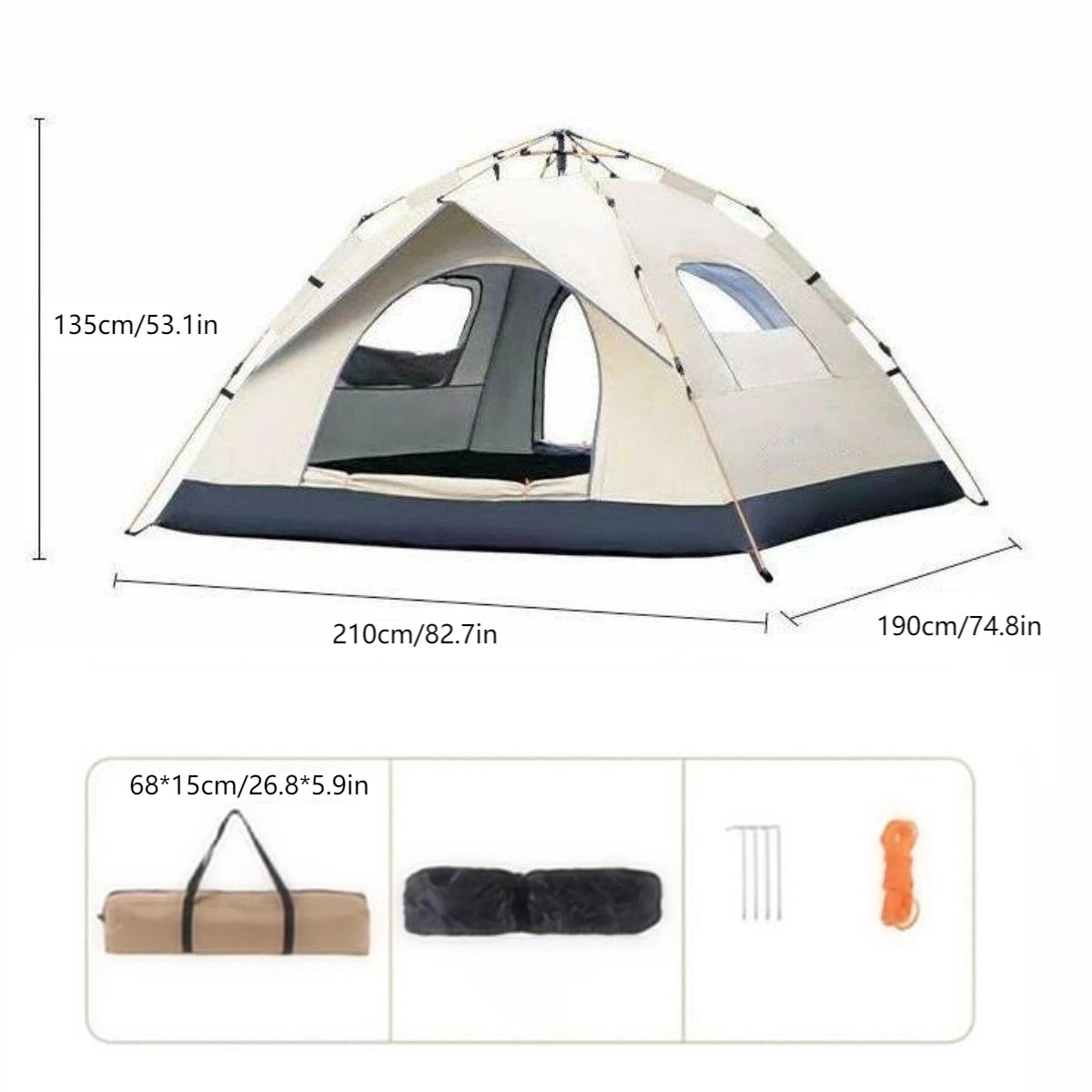 Automatic 2-Door Quick-Open Camping Tent