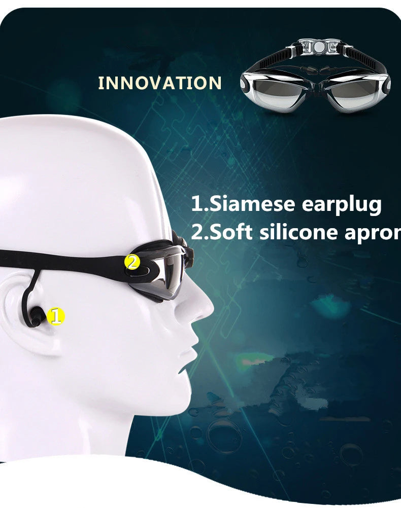Adult Anti-Fog UV Swimming Goggles with Earplugs