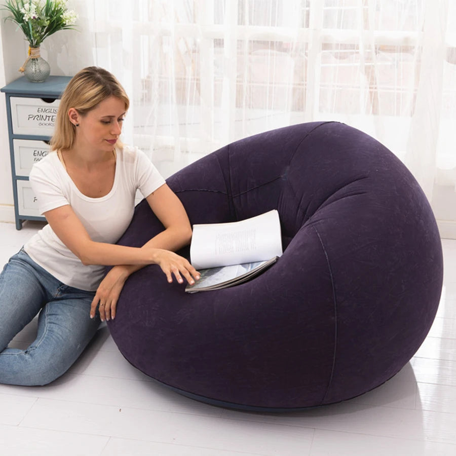 Large Inflatable PVC Lazy Sofa – Portable Lounger Bean Bag for Indoor & Outdoor