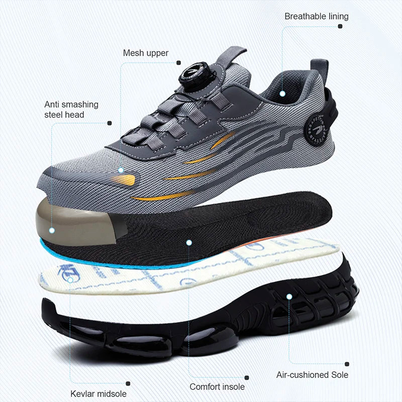 Men’s Safety Work Shoes – Anti-Smash, Anti-Puncture with Rotating Buckle