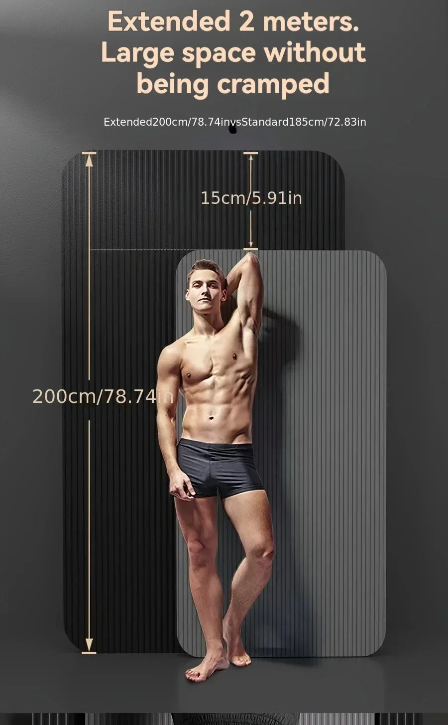 Thick Non-Slip Black Yoga Mat – Durable NBR Rubber