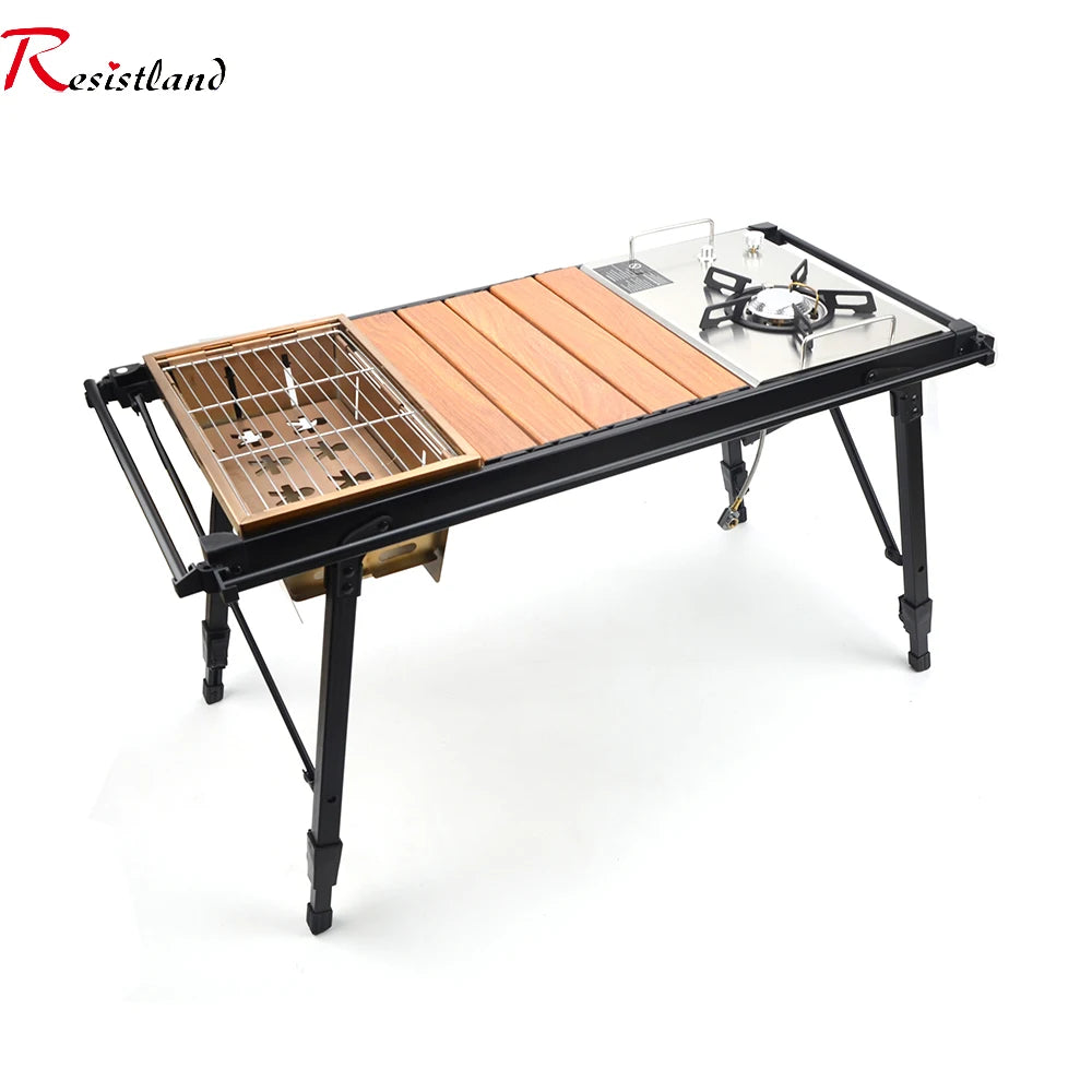 Folding IGT Wood Camping Table – Portable BBQ & Grill Table