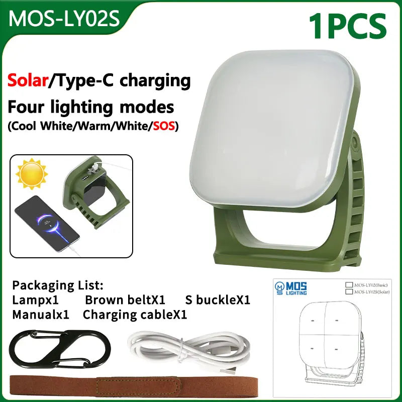 MOSLIGHTING 80W Solar Camping Lantern – Zoom Torch with Magnet & Strong LED Light