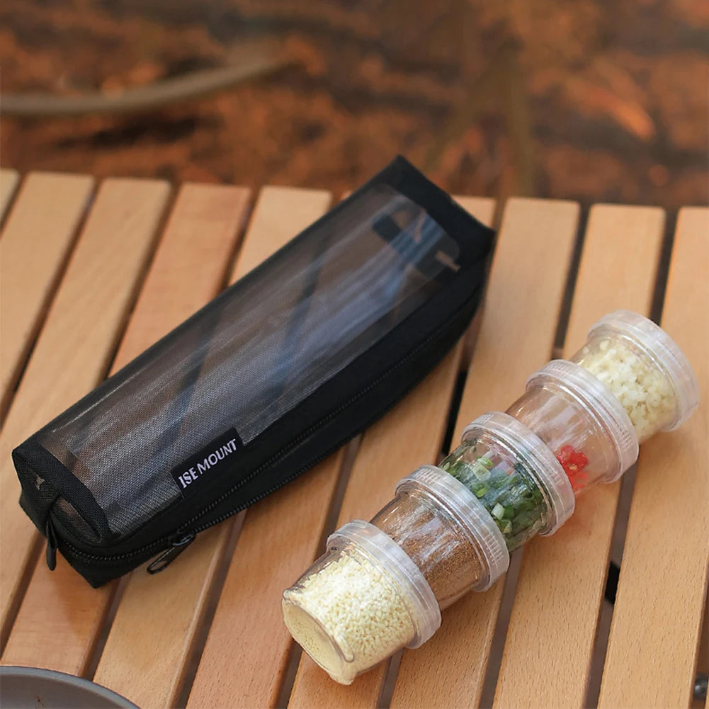Portable Camping Spice Kit – 5 Clear Bottles
