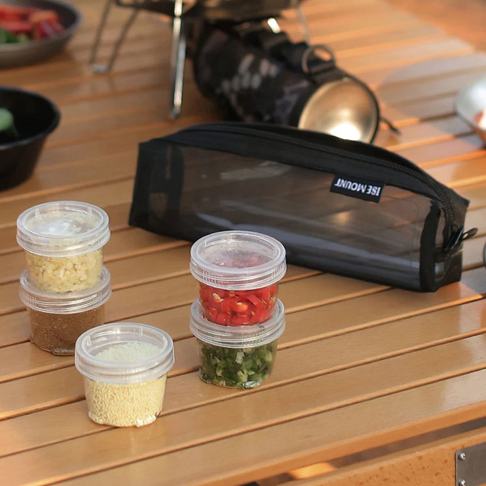 Portable Camping Spice Kit – 5 Clear Bottles