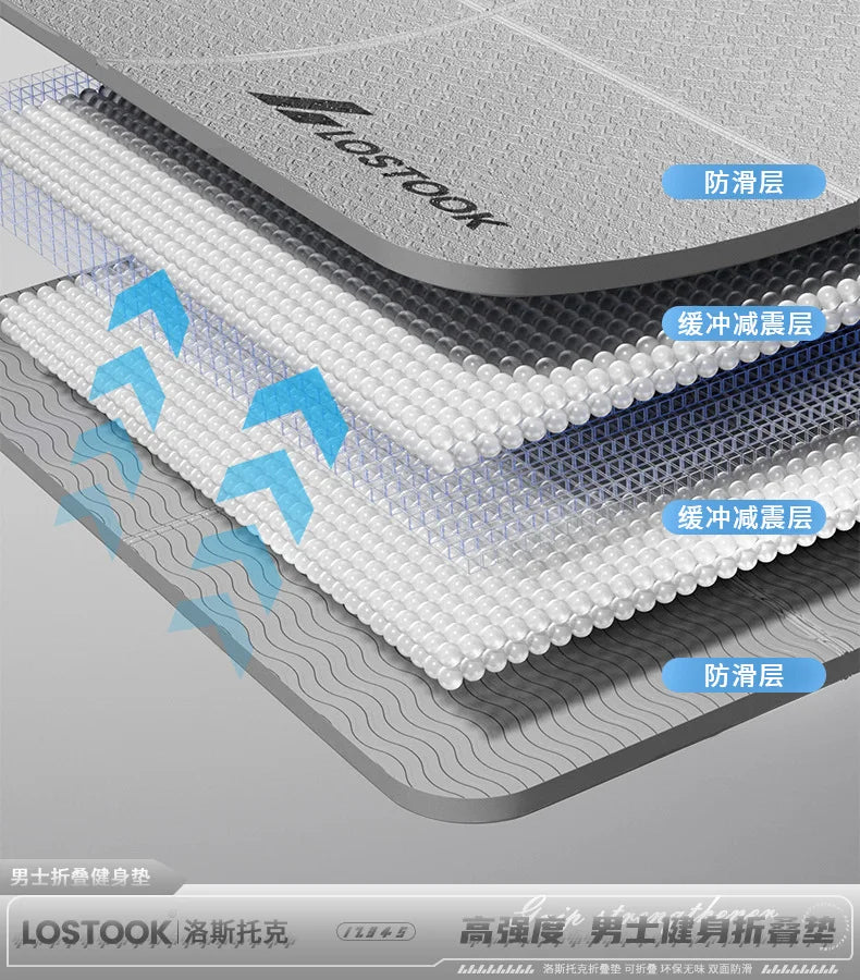 Extra Wide Thick Foldable Non-Slip Yoga Mat – Quiet Home Workout Fitness Mat