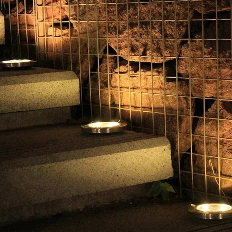 1/4/8Pcs Outdoor Solar Disk Lights – 8/20 LEDs Buried Landscape Spotlights for Garden, Lawn, Yard Decoration