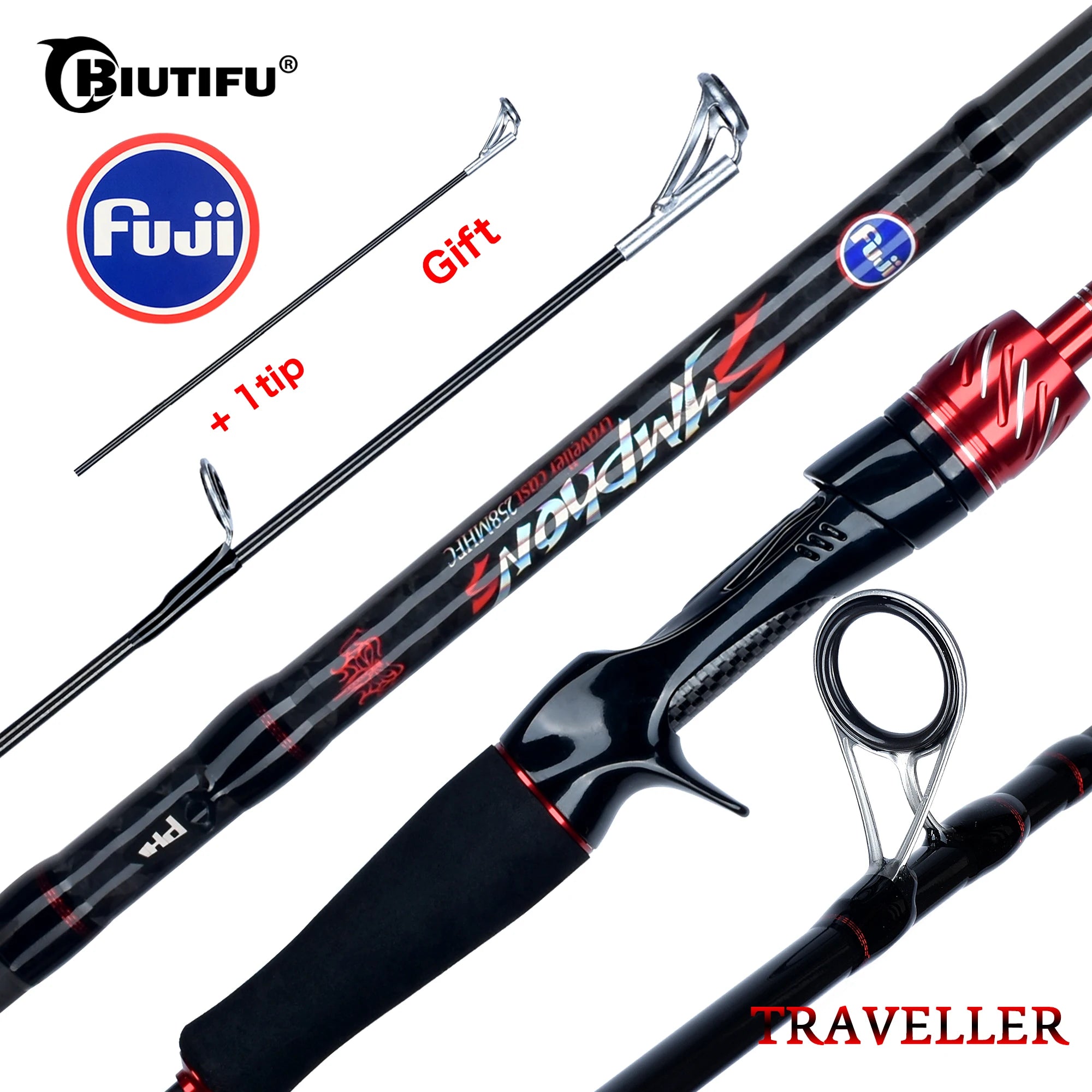 BIUTIFU Ultralight T800 Carbon Travel Rod – Spinning/Casting