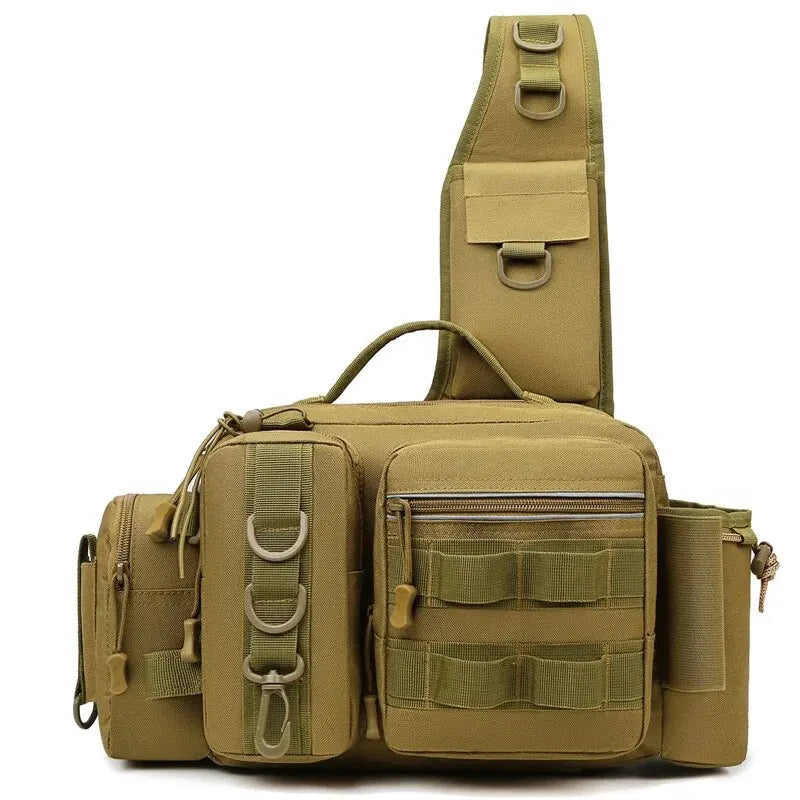 Fishing Tackle Backpack with Rod Holder – Sling Shoulder Gear Bag