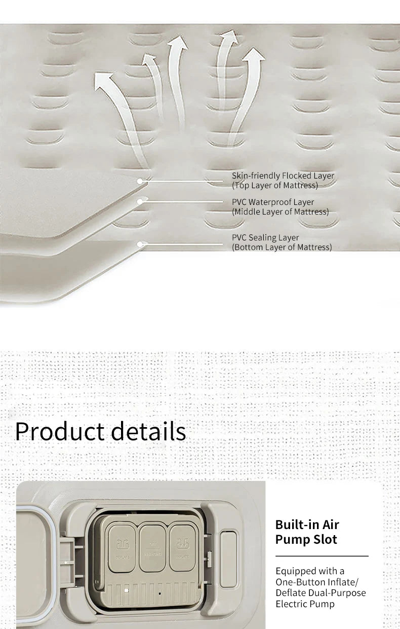 Luxury 2-Person Inflatable Camping Mattress – Thick PVC Bed with Built-in Pump