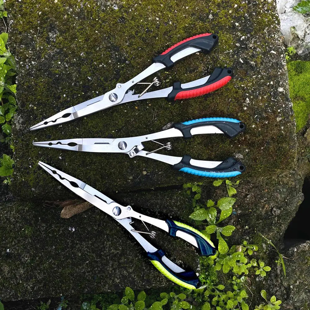 Stainless Steel Long Nose Fishing Pliers with Hook Remover