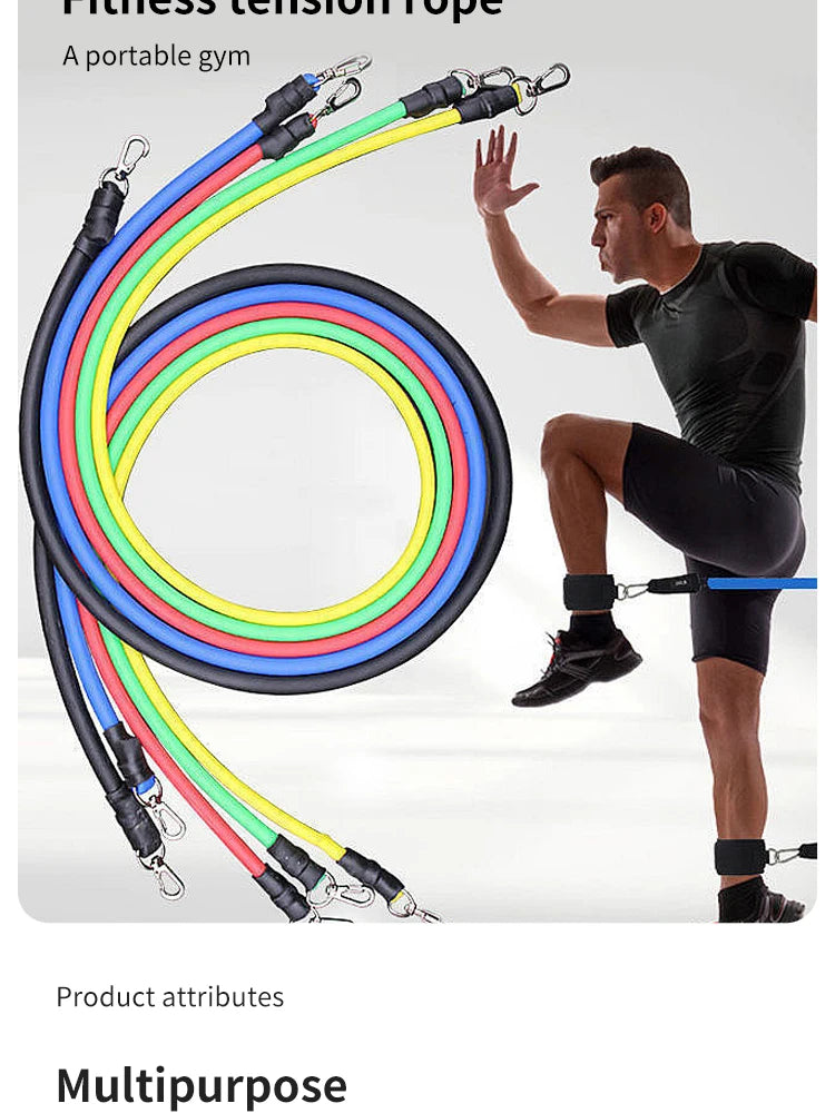11-Piece TPE Resistance Band Set with Handles & Accessories