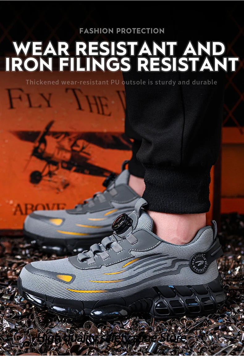 Men’s Safety Work Shoes – Anti-Smash, Anti-Puncture with Rotating Buckle