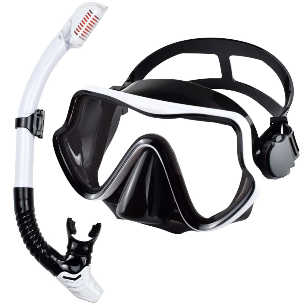 Adult Scuba Diving Mask & Snorkel Set – Tempered Glass Panoramic View
