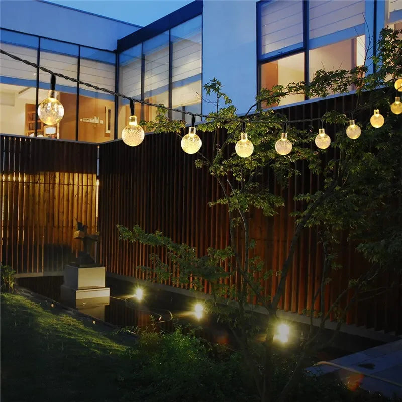2024 Solar Crystal Globe String Lights – Waterproof IP65 LED Fairy Lights for Outdoor Garden, Patio, Party & Holiday Decor