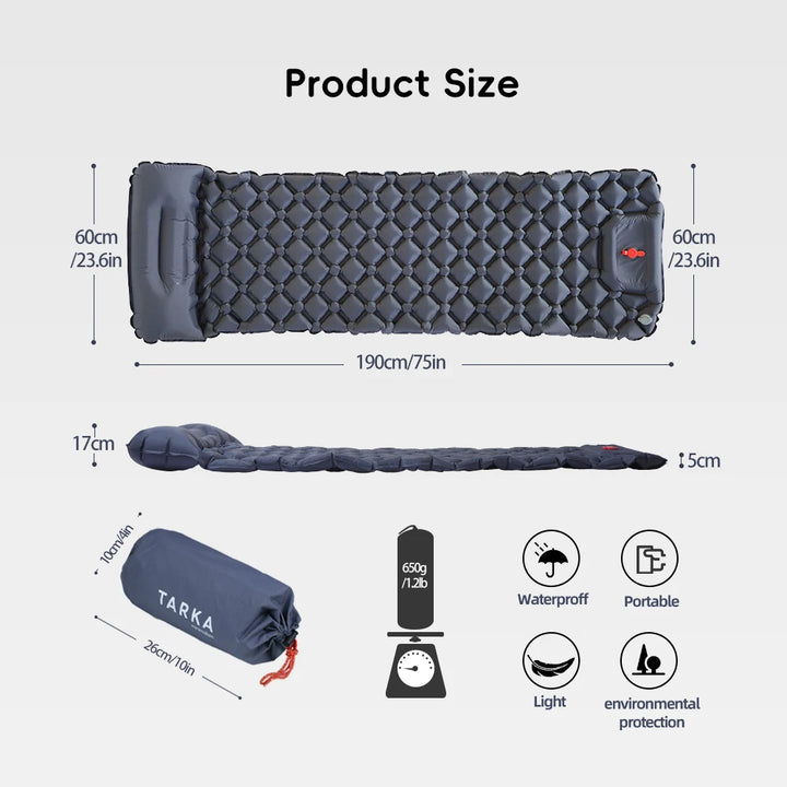 TARKA Self-Inflating Camping Mat – Air Cushion with Pillow for Hiking & Climbing