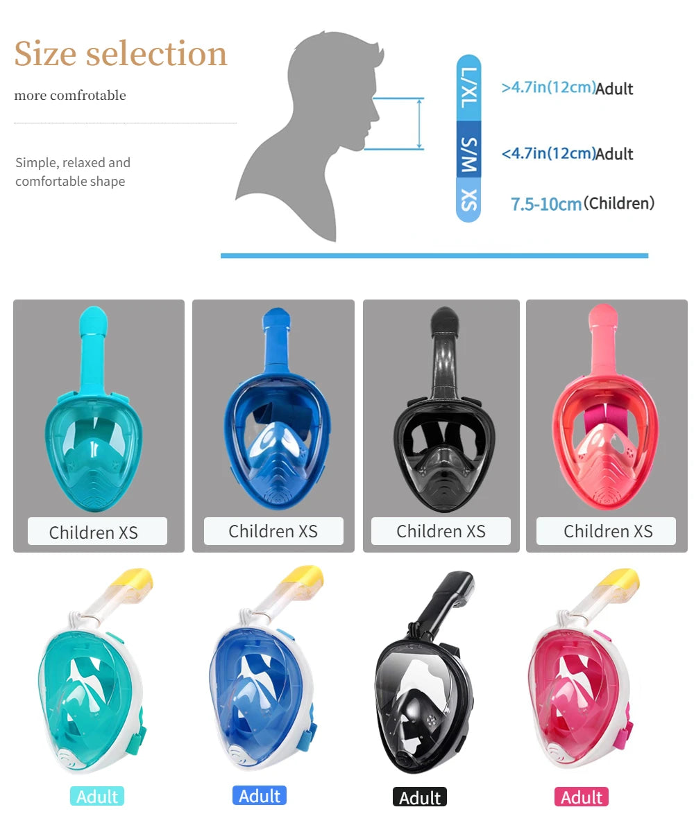 Full-Face Anti-Fog Diving Mask – Waterproof Snorkeling Gear for Adults & Kids