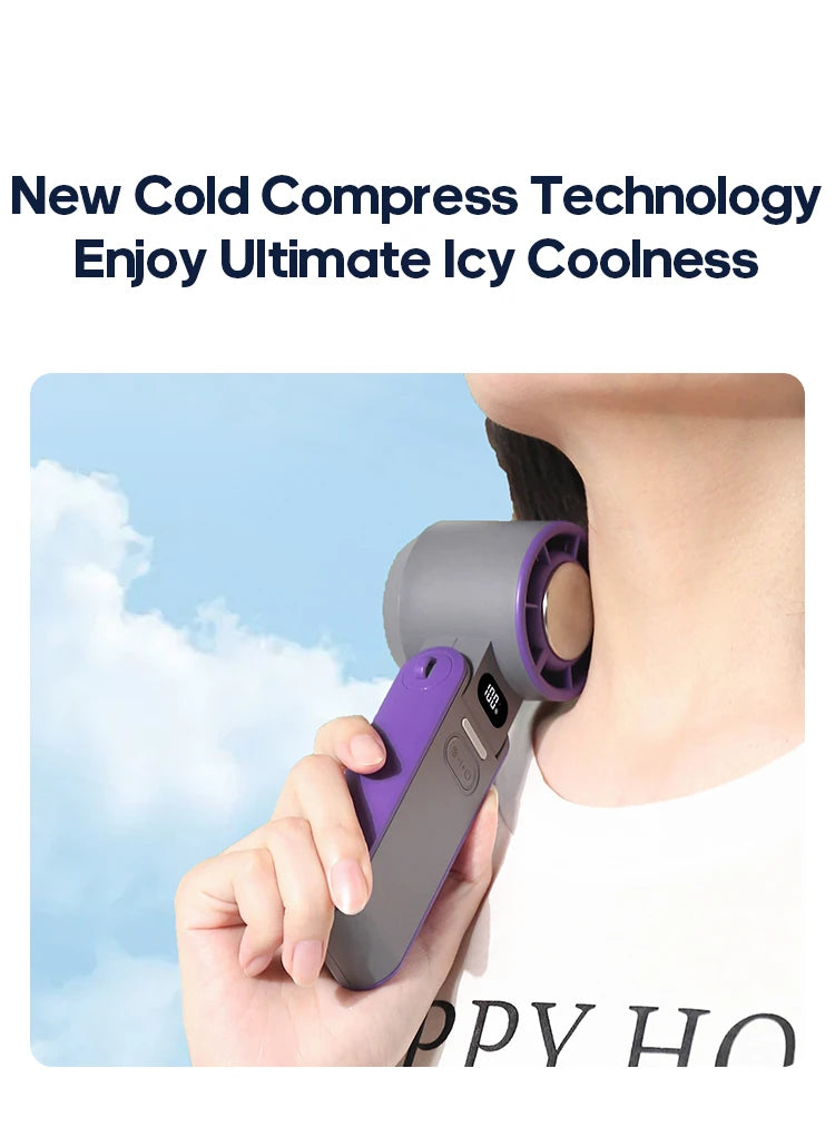 KINSCOTER Mini Portable Handheld Fan – Foldable, Rechargeable, Turbo Cooling