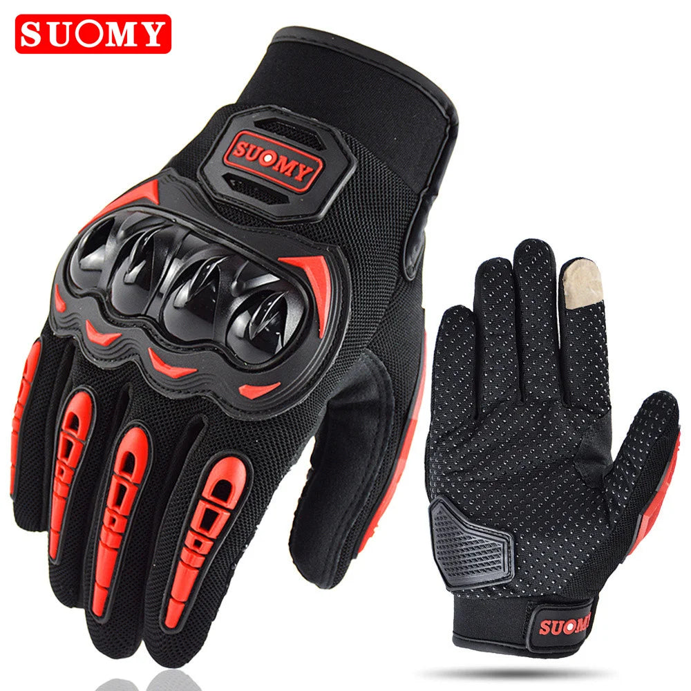 SUOMY Orange Full-Finger Motorcycle Gloves – Summer Touchscreen Gloves for Men & Women