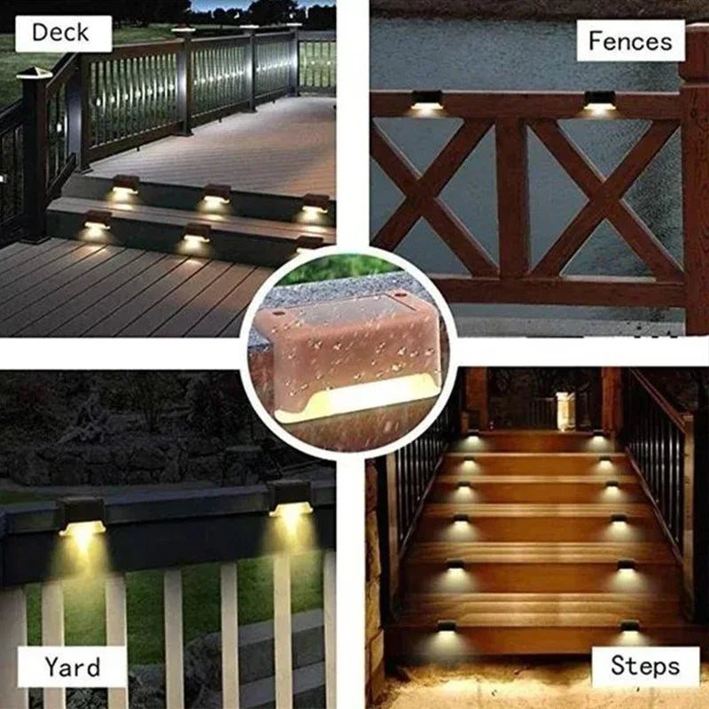 1/4/8/12Pcs Solar LED Step Lights – Waterproof Outdoor Deck & Stair Lamps for Garden, Patio, and Pathway Decor