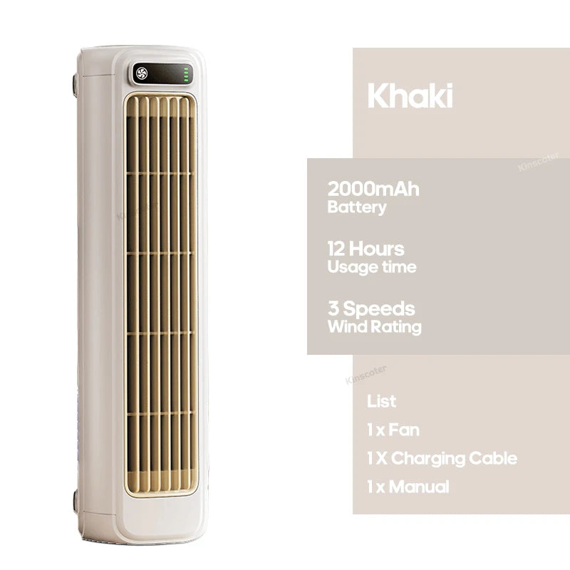 KINSCOTER Rechargeable Desktop Air Conditioner Fan – Wall-Mount, 3-Speed Cooling